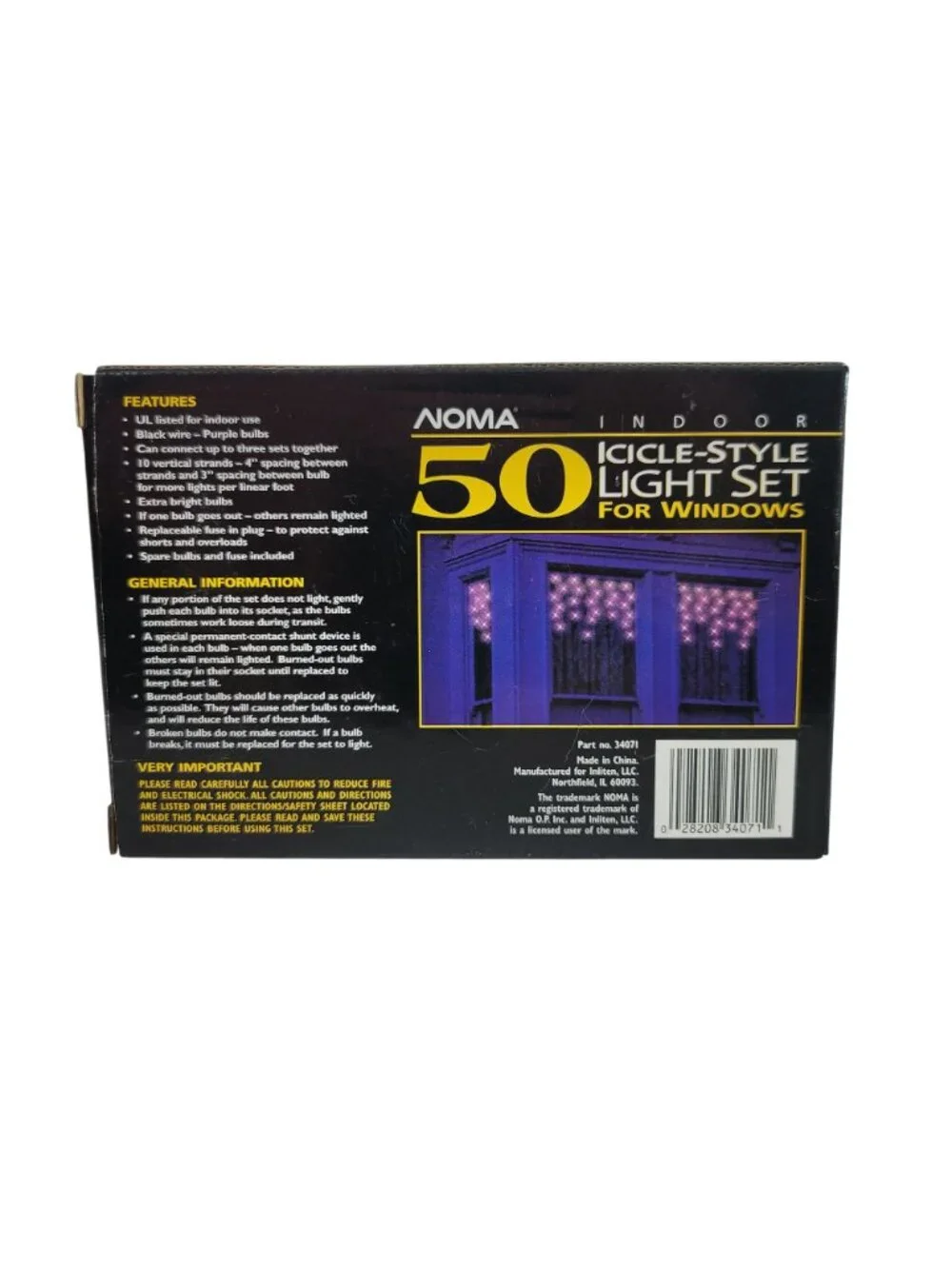 Noma Halloween Icicle Lights 50 EA Lot x6 3FT Orange Purple Indoor Tested NEW